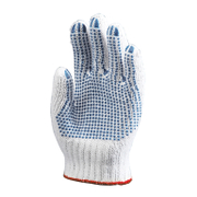 Ръкавици Eurotechnique плетени с PVC пъпки памук/полиестер размер 9, бяло и синьо, 4349 - product - 082 PRV 233