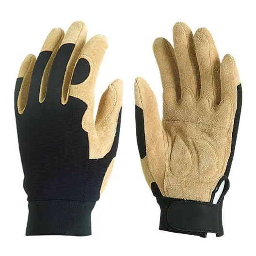 Ръкавици Coverguard зимни работни свински велур размер 9, черно и кафяво, Eurostrong 909