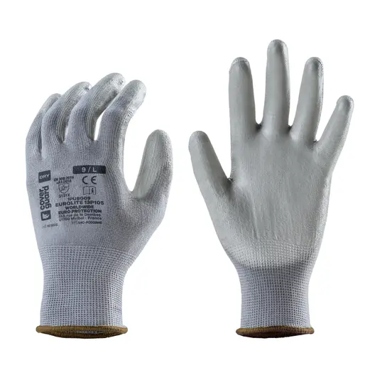 Ръкавици Coverguard топени в полиуретан полиестерни 6, сиви, Еurolite 13P105