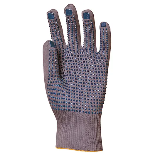 Ръкавици Coverguard плетени с PVC пъпки памук/полиестер  размер 9, сиво и синьо, Eurostrong 4380