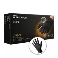 Ръкавици MERCATOR нитрилни за еднократна употреба размер L, 240 мм, черни, 50 бр., 3D диамантена текстура, без пудра, GOGRIP Black