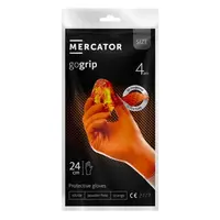 Ръкавици MERCATOR нитрилни за еднократна употреба размер L, 240 мм, оранжеви, 4 бр., 3D диамантена текстура, без пудра, GOGRIP Orange A'4