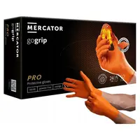 Ръкавици MERCATOR нитрилни за еднократна употреба размер XL, 240 мм, оранжеви, 50 бр., 3D диамантена текстура, без пудра, GOGRIP Orange