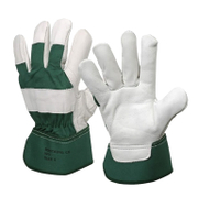 Ръкавици Rostaing докерски от телешки велур и плат размер 7, бяло и зелено, WG - product - 082 ROS 901