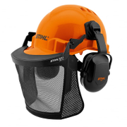 Каска STIHL противоударна с антифони и найлонова защитна мрежа 27 dB, оранжева, Function Basic - product - 082 STL 592