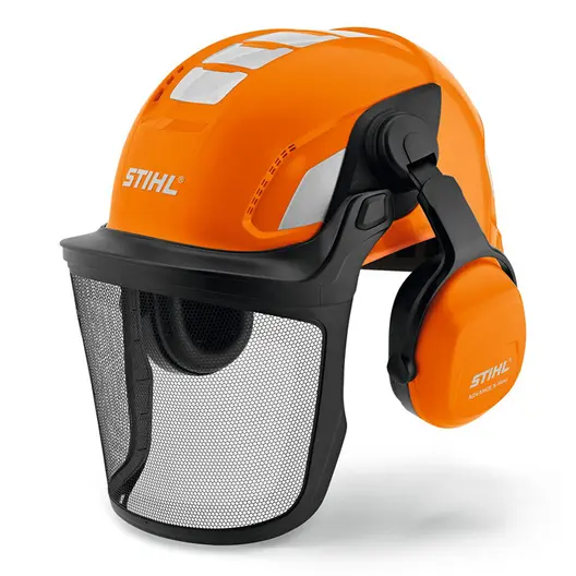 Каска STIHL противоударна с антифони и метална мрежа 30 dB, оранжева, Advance X-Vent
