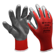 Ръкавици Wurth топени в нитрил полиестерни размер 10, червено и сиво, Uni-Top - product - 082 WUR 463