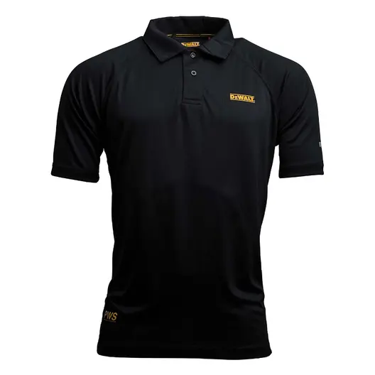 Работна тениска DeWALT с къс ръкав с яка  черна, черна, полиестер, Rutland PWS Black/Grey