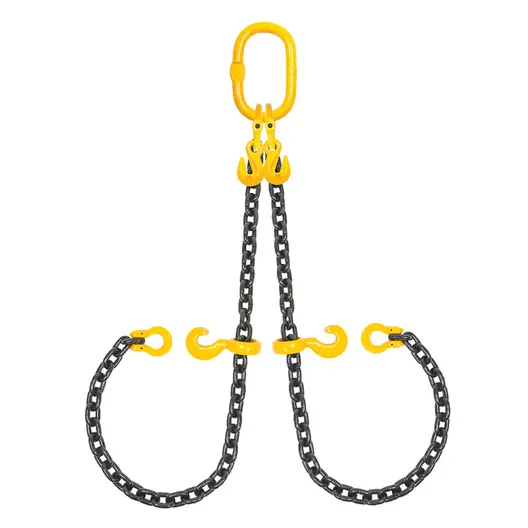 Сапан верижен Haklift тип примка двураменен с куки  3.5 т, 5 м, жълт, NKLI10205L