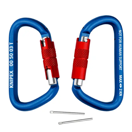 Карабинер Knipex D-образен алуминиев с винт  2 бр., 48х12 мм, 202 кг