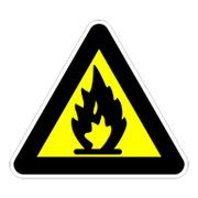 Знак лепенка Billboard предупредителен Внимание! Лесно запалими материали 120x120x120 мм - product - 094 PRV4438