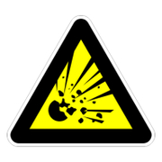 Знак лепенка Billboard предупредителен Внимание! Опасност от експлозия 120x120x120 мм - product - 094 PRV4439