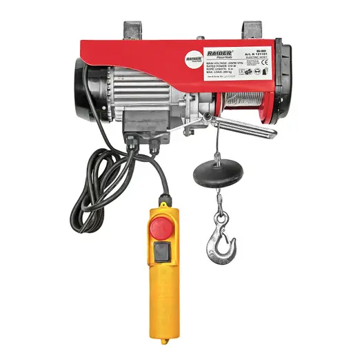 Телфер електрически Raider със стоманено въже  0.125/0.25 т, 510 W, RD-EH01
