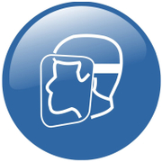 Знак лепенка Totem задължителен Трябва да се носят защитни средства за лицето ф 150 мм - product - 094 TOT3639