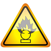 Знак лепенка Totem предупредителен Внимание! Поддържащ горенето материал 145х145 мм - product - 094 TOT3669