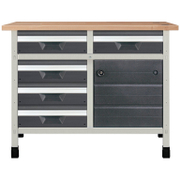 Маса Wolfcraft работна 2 модула с 5 чекмеджета и 1 врата 1130x650x860 мм, 600 кг, No12 - product - 094 WLF2432