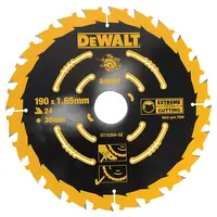 Диск циркулярен за рязане DeWALT на дърво грубо с HM пластини  190 мм, 30 мм, 24 z, Extreme