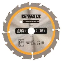 Диск циркулярен за рязане DeWALT на дърво грубо с HM пластини  165 мм, 30 мм, 1.5 мм, 18 z, Construction