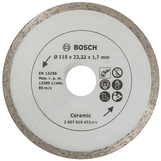 Диск диамантен за сухо рязане Bosch на керамика, теракот и фаянс  115 мм, 22.23 мм, 1.6 мм, Ceramic