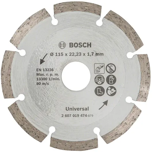 Диск диамантен за сухо рязане Bosch универсален  115 мм, 22.23 мм, 2 мм, Universal