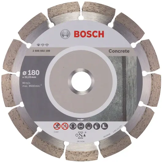 Диск диамантен за сухо рязане Bosch на тухли, бетон и керемиди  180 мм, 22.23 мм, 2 мм, Standard for Concrete