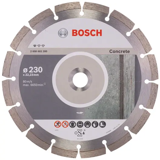 Диск диамантен за сухо рязане Bosch на тухли, бетон и керемиди  230 мм, 22.23 мм, 2.3 мм, Standard for Concrete