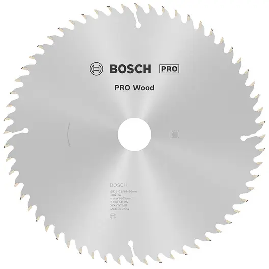 Диск циркулярен за рязане Bosch на дърво фино напречно надлъжно с HM пластини  235 мм, 30 мм, 1.8 мм, 60 z, PRO Wood