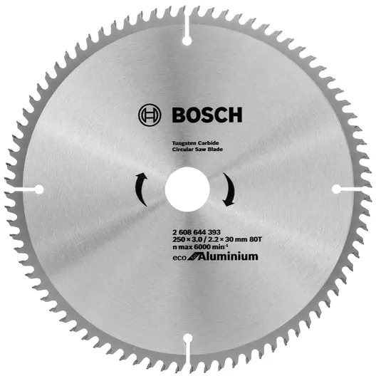 Диск циркулярен за рязане Bosch на алуминий с HM пластини  250 мм, 30 мм, 2.2 мм, 80 z, Eco for Aluminium