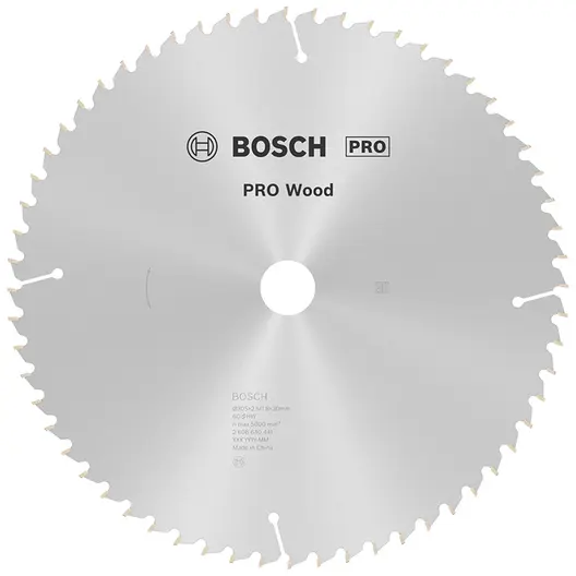 Диск циркулярен за рязане Bosch на дърво фино напречно надлъжно с HM пластини  305 мм, 30 мм, 1.8 мм, 60 z, PRO Wood