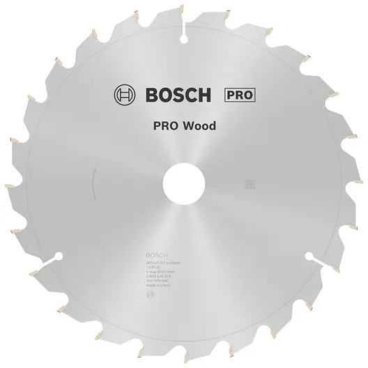 Диск циркулярен за рязане Bosch на дърво напречно надлъжно с HM пластини  254 мм, 30 мм, 1.4 мм, 24 z, PRO Wood