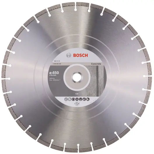 Диск диамантен за мокро рязане Bosch на бетон, тухли и керемиди  450 мм, 25.4 мм, 3.2 мм, Standard for Concrete