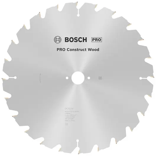 Диск циркулярен за рязане Bosch на дърво грубо с HM пластини  350 мм, 30 мм, 2.5 мм, 24 z, PRO Construct Wood
