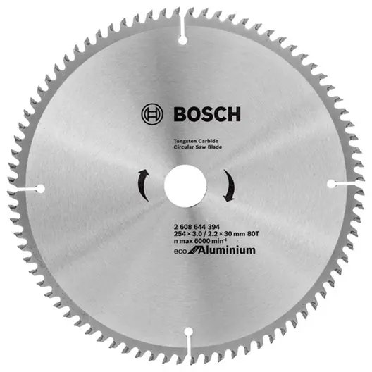 Диск циркулярен за рязане Bosch на алуминий с HM пластини  254 мм, 30 мм, 2.2 мм, 80 z, Eco for Aluminium