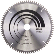 Диск циркулярен за рязане Bosch на дърво фино напречно надлъжно с HM пластини  254 мм, 30 мм, 1.8 мм, 80 z, Optiline Wood - product - 095 BSH1177