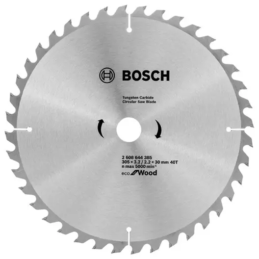 Диск циркулярен за рязане Bosch на дърво грубо с HM пластини  305 мм, 30 мм, 2.2 мм, 40 z, Eco for Wood