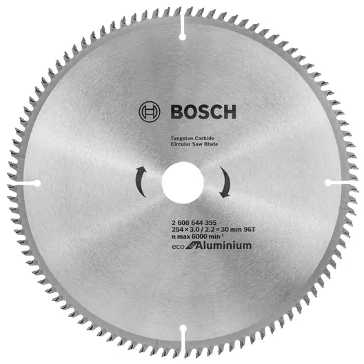 Диск циркулярен за рязане Bosch на алуминий с HM пластини  254 мм, 30 мм, 2.2 мм, 96 z, Eco for Aluminium
