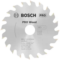 Диск циркулярен за рязане Bosch на дърво грубо с HM пластини  85 мм, 15 мм, 0.7 мм, 20 z, PRO Wood