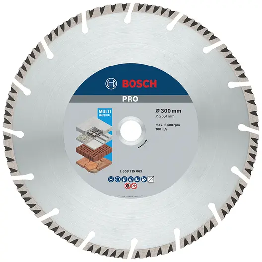 Диск диамантен за сухо рязане Bosch универсален  300 мм, 25.4 мм, 3.3 мм, PRO Multi Material