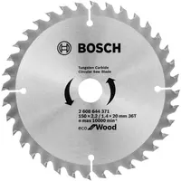Диск циркулярен за рязане Bosch на дърво фино напречно надлъжно с HM пластини  150 мм, 20 мм, 1.4 мм, 36 z, Eco for Wood