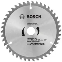 Диск циркулярен за рязане Bosch на алуминий с HM пластини  150 мм, 20 мм, 1.5 мм, 42 z, Eco for Aluminium