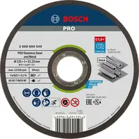 Диск карбофлексен за рязане Bosch на неръждаема стомана  125 мм, 1 мм, 22.23 мм, PRO Stainless Steel and Metal