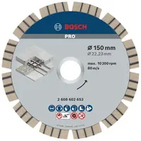 Диск диамантен за мокро рязане Bosch на бетон, тухли и керемиди  150 мм, 22.23 мм, 2.4 мм, PRO Concrete