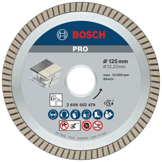 Диск диамантен за сухо рязане Bosch на керамика, теракот и фаянс  125 мм, 22.23 мм, 1.4 мм, PRO Ceramic