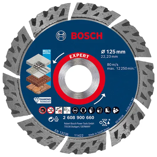 Диск диамантен за сухо рязане Bosch универсален  125 мм, 22.23 мм, 2.2 мм, Expert Multi Material