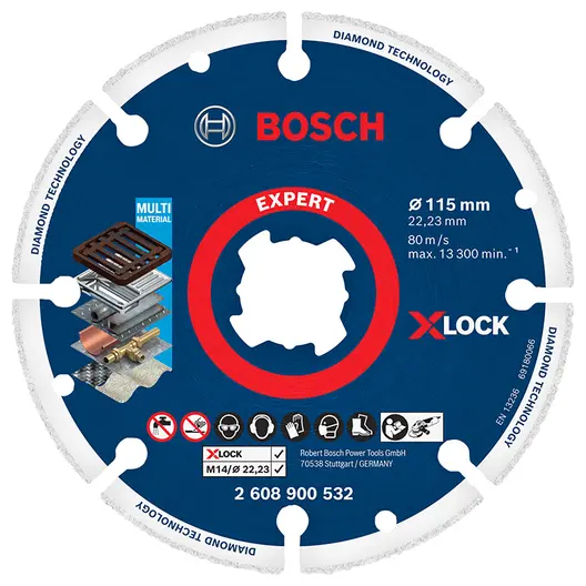 Диск диамантен за сухо рязане Bosch на метал  115 мм, 22.23 мм, Expert Diamond Metal Wheel X-Lock