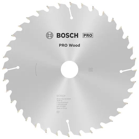 Диск циркулярен за рязане Bosch на дърво напречно надлъжно с HM пластини  230 мм, 30 мм, 1.8 мм, 36 z, PRO Wood
