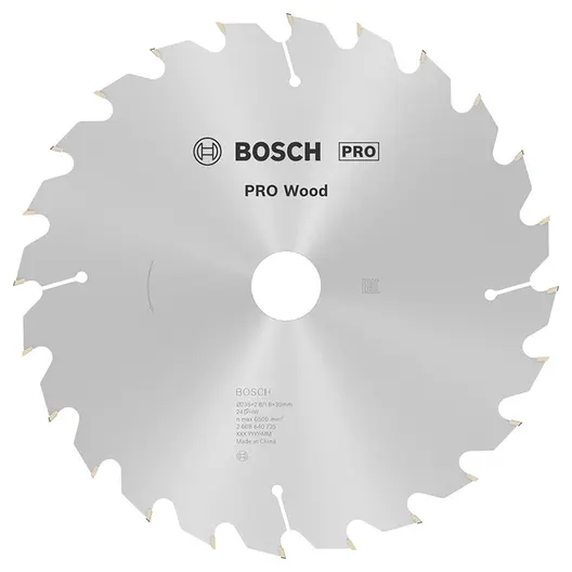 Диск циркулярен за рязане Bosch на дърво напречно надлъжно с HM пластини  235 мм, 30 мм, 1.8 мм, 24 z, PRO Wood