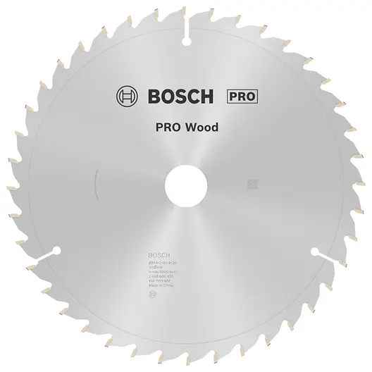 Диск циркулярен за рязане Bosch на дърво напречно надлъжно с HM пластини  254 мм, 30 мм, 1.4 мм, 40 z, PRO Wood