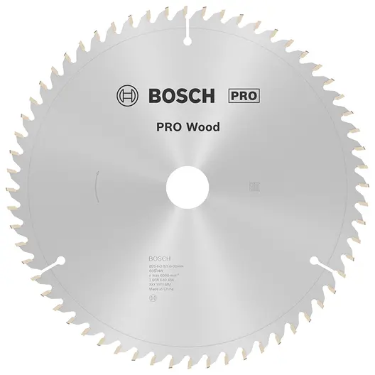 Диск циркулярен за рязане Bosch на дърво напречно надлъжно с HM пластини  254 мм, 30 мм, 1.4 мм, 60 z, PRO Wood