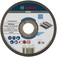 Диск карбофлексен за рязане Bosch на метал  115 мм, 1.6 мм, 22.23 мм, PRO Metal